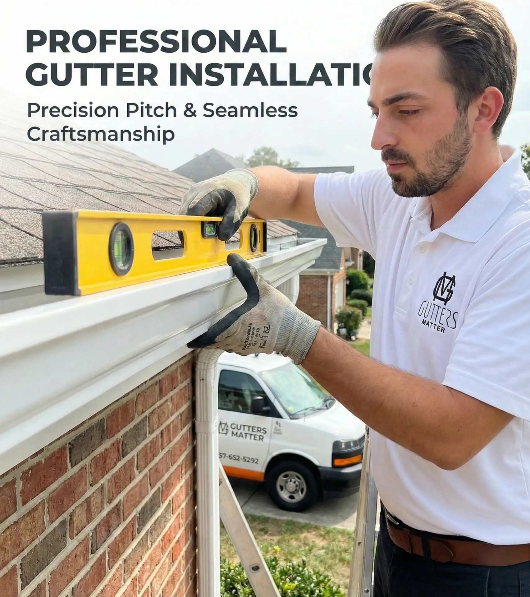 Seamless gutter installation on a Hampton Roads home